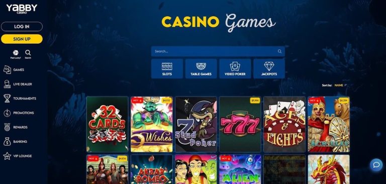 Yabby Casino page accueil